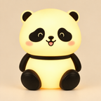 Close-up of cute panda LED night lamp with a soft warm glow